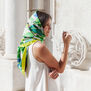 Green floral silk scarf